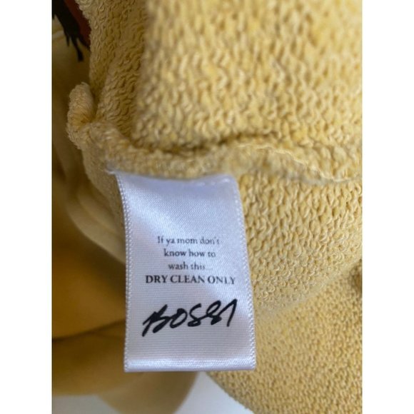 Bossi Cowboy Hoodie Mustard Western Print Oversized Mens XL Yellow Unisex Loose - Picture 11 of 14